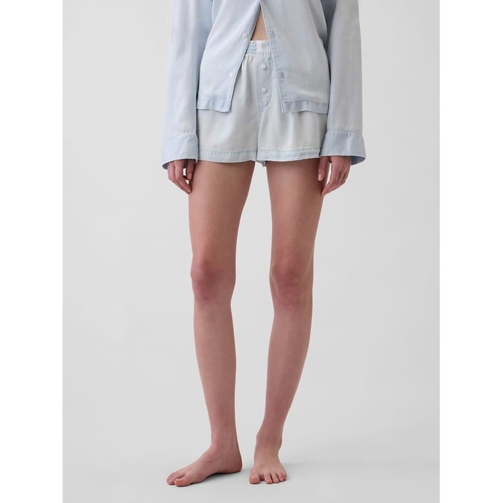 GAP‎ Body Women's Light Blue Indigo Poplin PJ Boxer Shorts Large Preppy